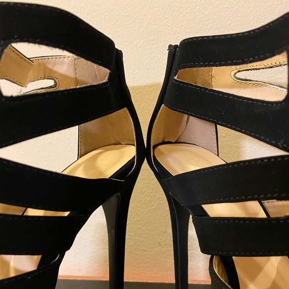 Excellent Condition Charlotte Russe Avalon Black Suede 
Stacked Pumps Stilettos - Picture 6 of 12